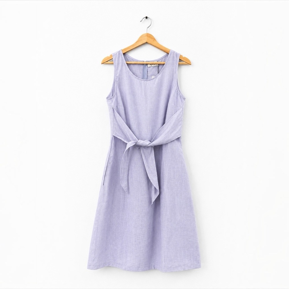 Magic Linen Eden Tie‎ Front Linen Dress in Lilac Size Large Pockets Tie-front